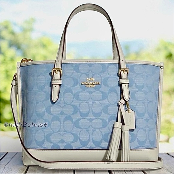 Coach Handbags - Coach Mollie 25 Tote Bag In Signature Chambray.